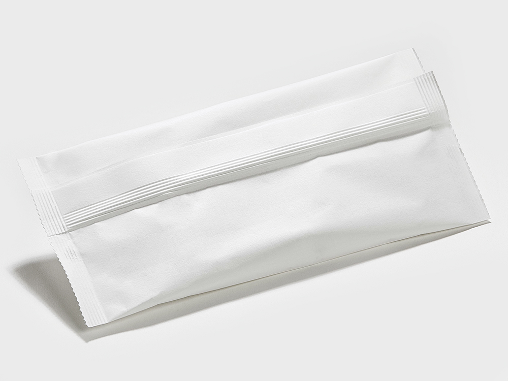 Flowpackverpackung aus Papier mit Dispersionsbeschichtung